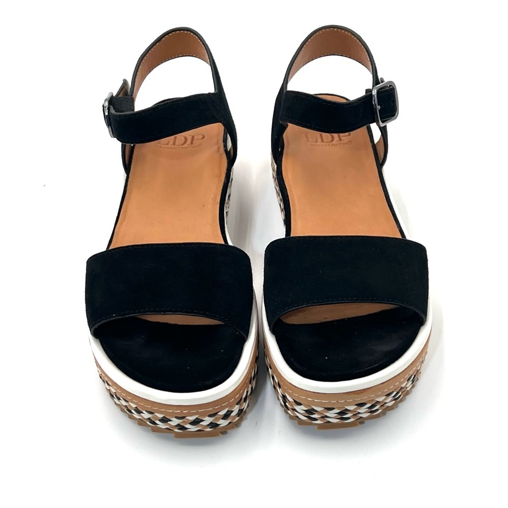 L’Amour Des Pieds Dalaney Platform Tan Black Suede Comfort Ankle Strap Sandals 8 - Picture 4 of 12